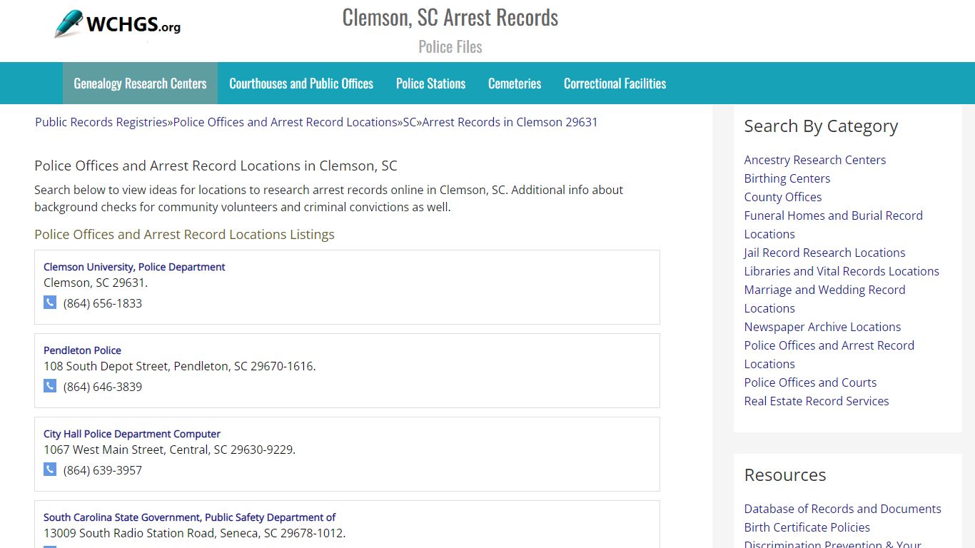 Clemson, SC Arrest Records - Police Files